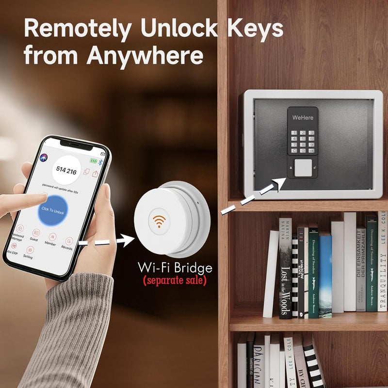 WeHere Safe Box with Smart Keypad Lock, Small Cash Drop Box, App/One-Time Password/Fixed Code/Spare Key Unlock, Safe Cabinet for Home, Office, Hotel Storage Gun, Money, Jewelry, 0.45 Cubic feet - Image 5